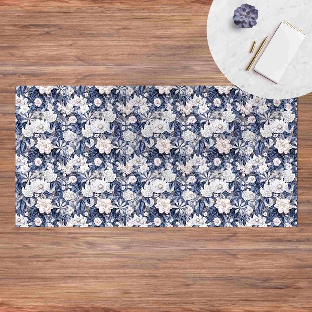 Loper tapijt White Flowers In Front Of Blue