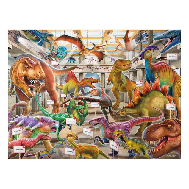Aluminium Dibond schilderijen Dinosaurs In The Museum Of Natural History