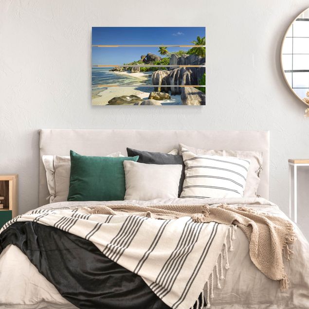 Houten schilderijen op plank Dream Beach Seychelles