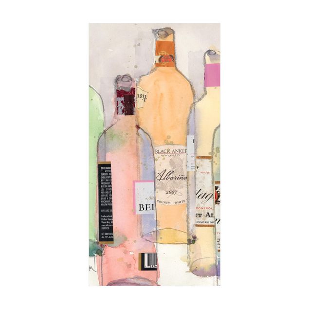 Vloerkleed crème Wine Bottles In Watercolour II