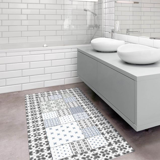 Vloerkleden tegellook Moroccan Tiles Combination Rabat With Tile Frame