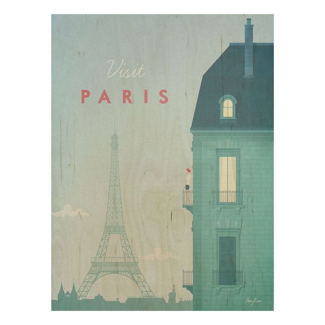 Houten schilderijen Travel Poster - Paris