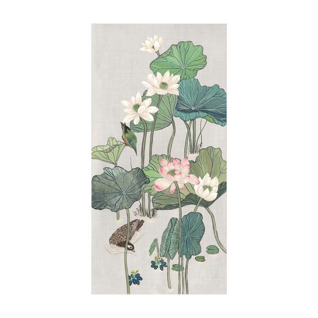 Vloerkleden groen Vintage Illustration Lotus Flowers In Pond II