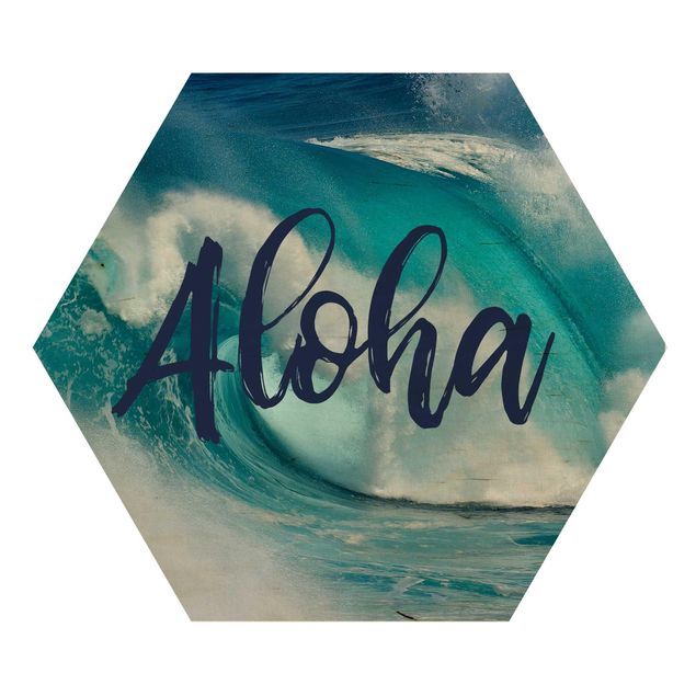 Hexagons houten schilderijen Aloha