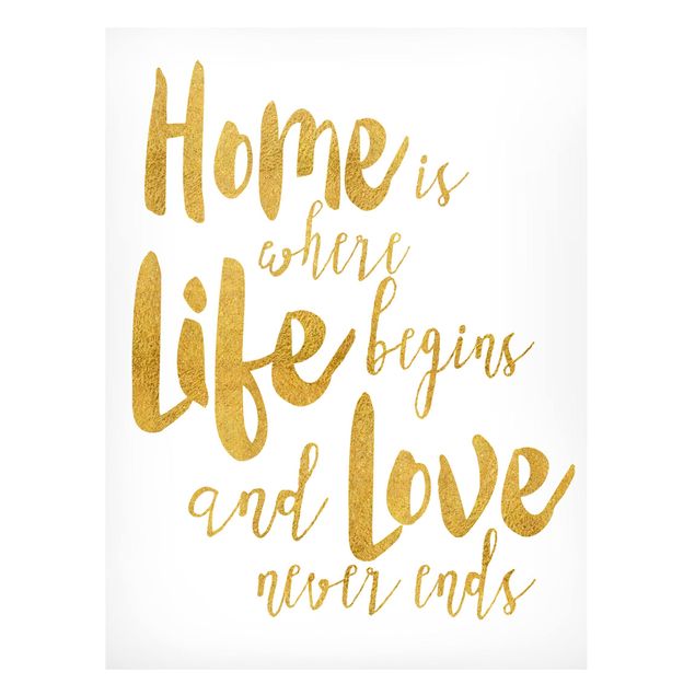 Magneetborden Home Is Where Life Begins Gold