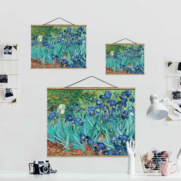 Stoffen schilderij met posterlijst Vincent Van Gogh - Iris