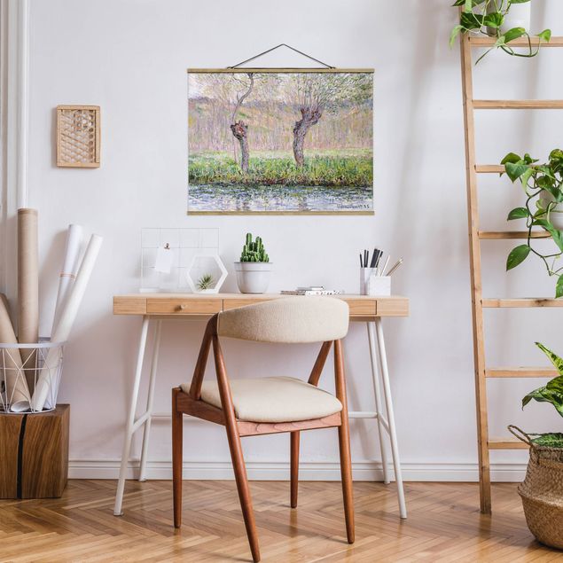 Stoffen schilderij met posterlijst Claude Monet - Willow Trees Spring