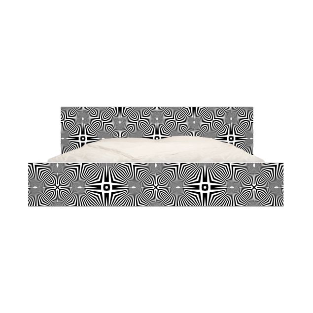 Meubelfolie IKEA Malm Bed Abstract Ornament Black And White