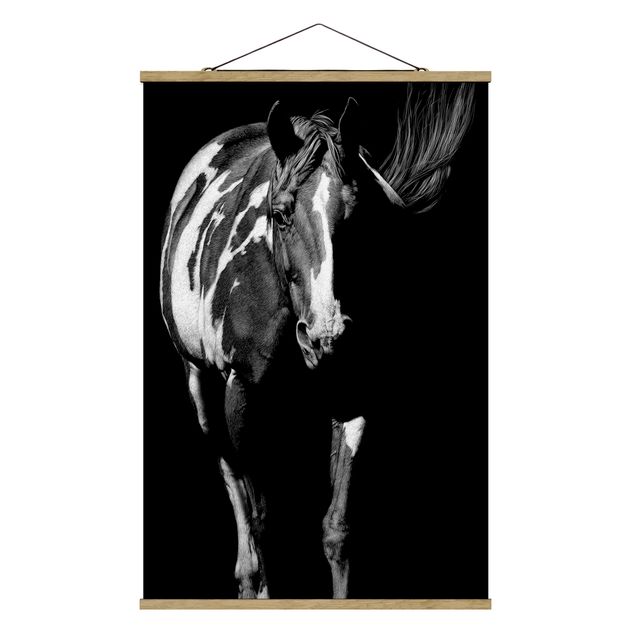 Stoffen schilderij met posterlijst Horse In The Dark