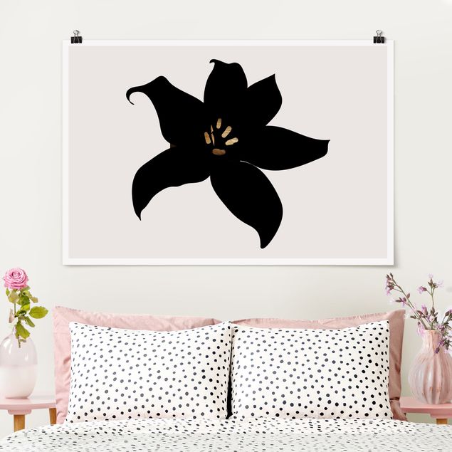 Posters Graphical Plant World - Orchid Black And Gold