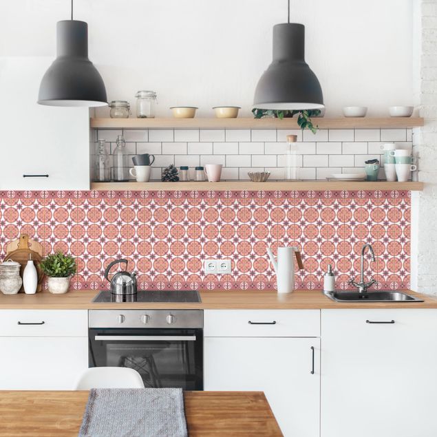 Achterwand voor keuken tegelmotief Geometrical Tile Mix Circles Orange