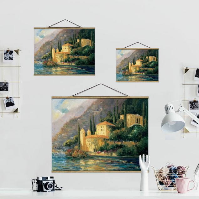 Stoffen schilderij met posterlijst Italian Countryside - Country House