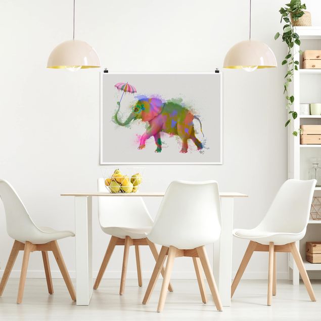 Posters Rainbow Splash Elephant