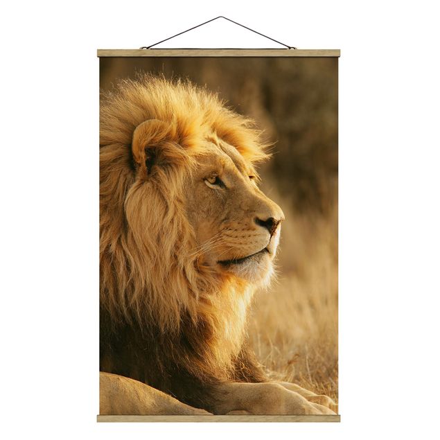 Stoffen schilderij met posterlijst King Lion