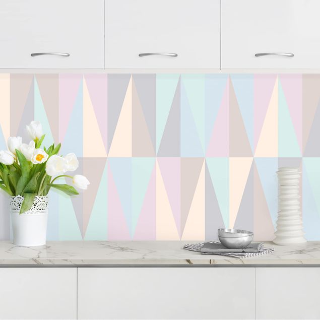 Achterwand voor keuken patroon Triangles In Pastel Colours