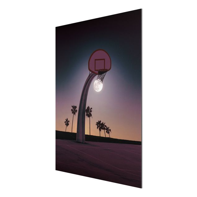 Aluminium Dibond schilderijen Basketball With Moon