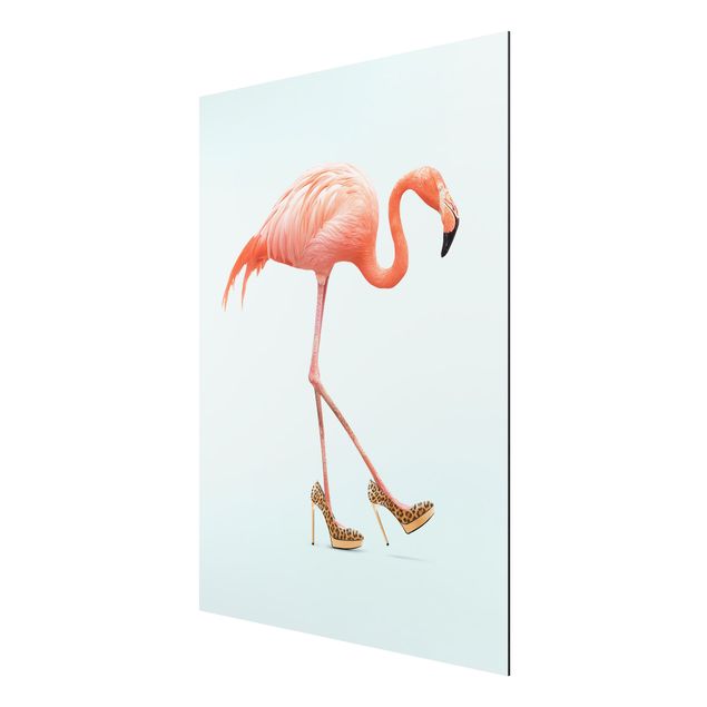 Aluminium Dibond schilderijen Flamingo With High Heels