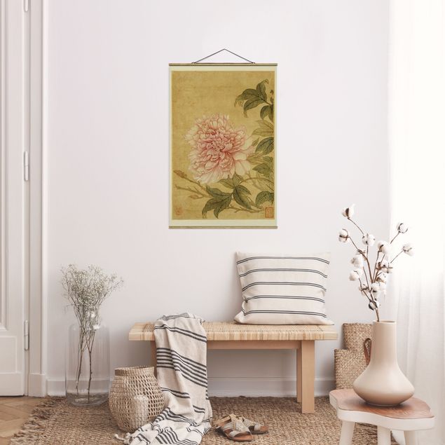 Stoffen schilderij met posterlijst Yun Shouping - Chrysanthemum