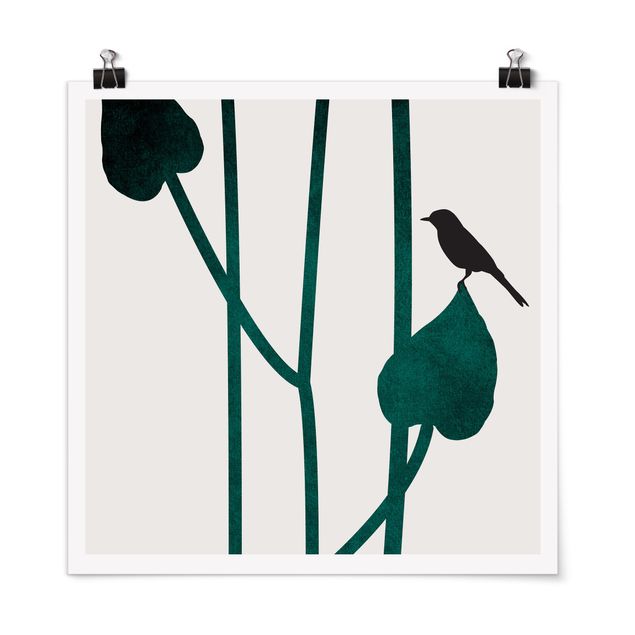 Posters Graphical Plant World - Bird On Leaf