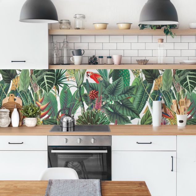 Achterwand voor keuken Colourful Tropical Rainforest Pattern