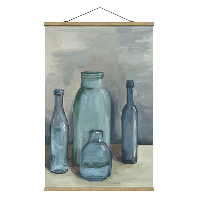Stoffen schilderij met posterlijst Still Life With Glass Bottles II
