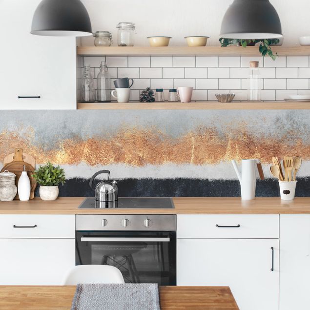 Achterwand voor keuken abstract Golden Horizon Watercolour
