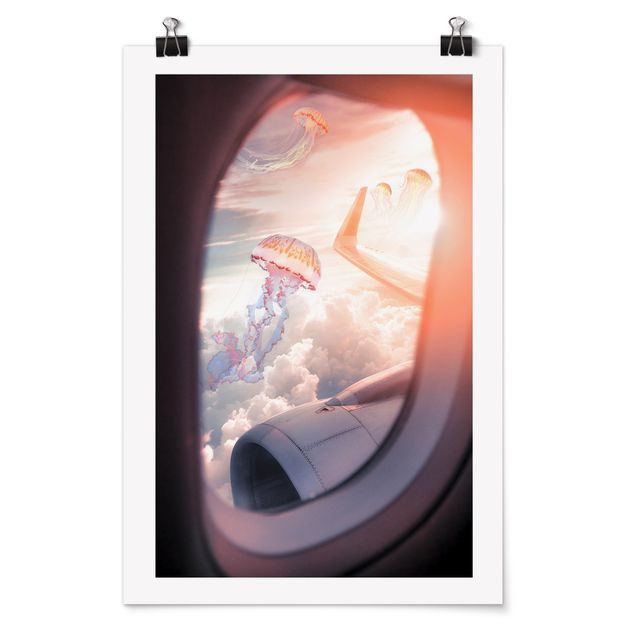 Posters Plane With Jellyfish