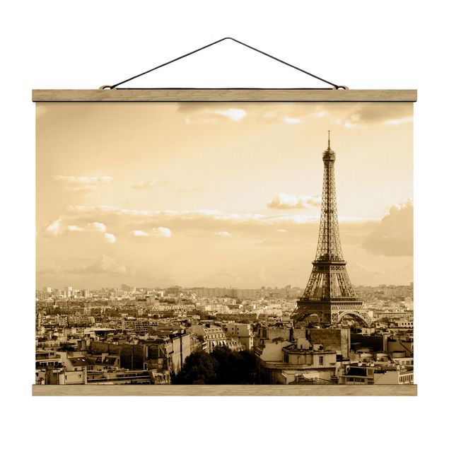 Stoffen schilderij met posterlijst I love Paris