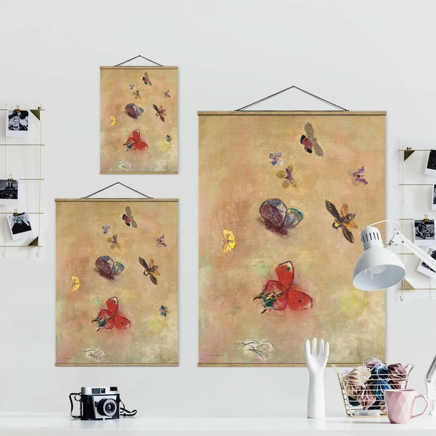 Stoffen schilderij met posterlijst Odilon Redon - Colourful Butterflies