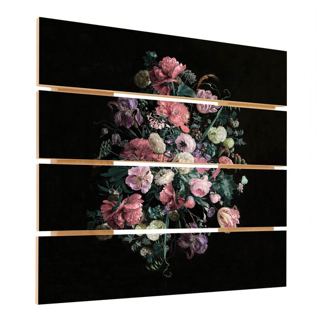 Houten schilderijen op plank Jan Davidsz De Heem - Dark Flower Bouquet