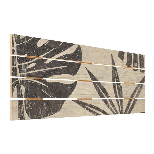 Houten schilderijen op plank Palm Leaves Light Grey Backdrop