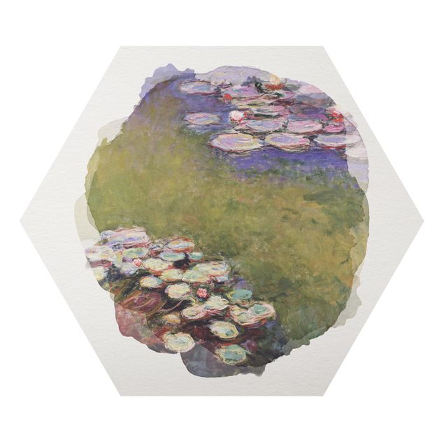 Hexagons Aluminium Dibond schilderijen WaterColours - Claude Monet - Water Lilies