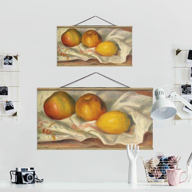 Stoffen schilderij met posterlijst Auguste Renoir - Two Apples And A Lemon