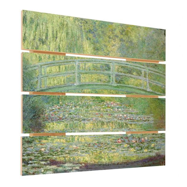 Houten schilderijen op plank Claude Monet - Japanese Bridge