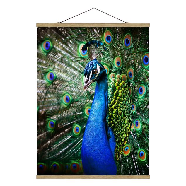 Stoffen schilderij met posterlijst Noble Peacock