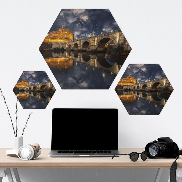 Hexagons Aluminium Dibond schilderijen Ponte Sant'Angelo In Rome