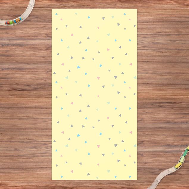 loper vloerkleed Colourful Drawn Pastel Triangles On Yellow