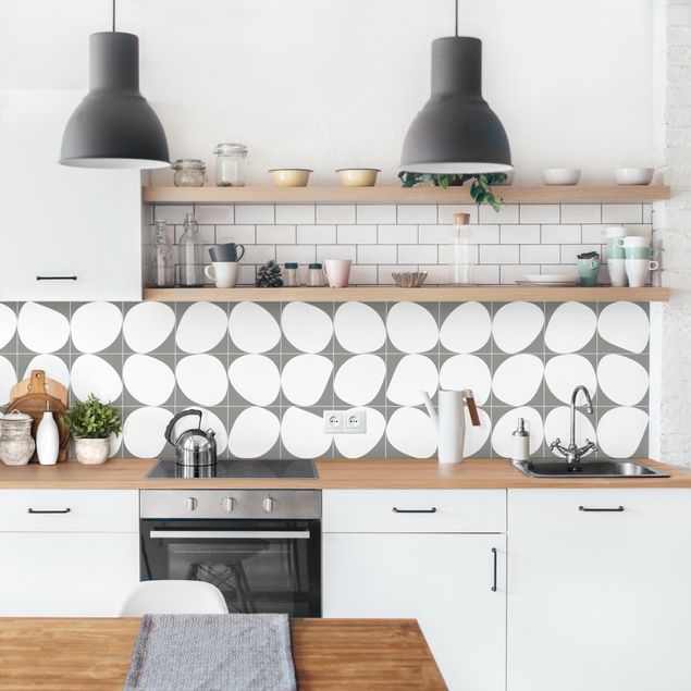 Achterwand voor keuken tegelmotief Oval Tiles - Dark Grey