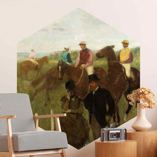 Hexagon Behang Edgar Degas - Jockeys On Race Track