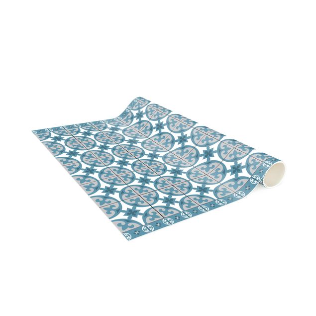 tapijt modern Geometrical Tile Mix Circles Blue Grey