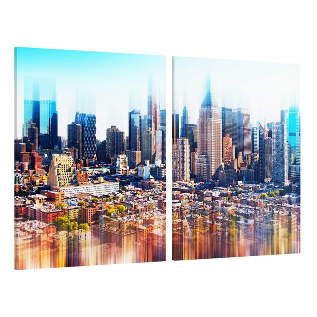 Canvas schilderijen - 2-delig  Manhattan Skyline Urban Stretch