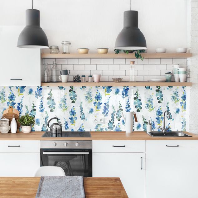 Achterwand voor keuken Magnificent Flowers In Blue