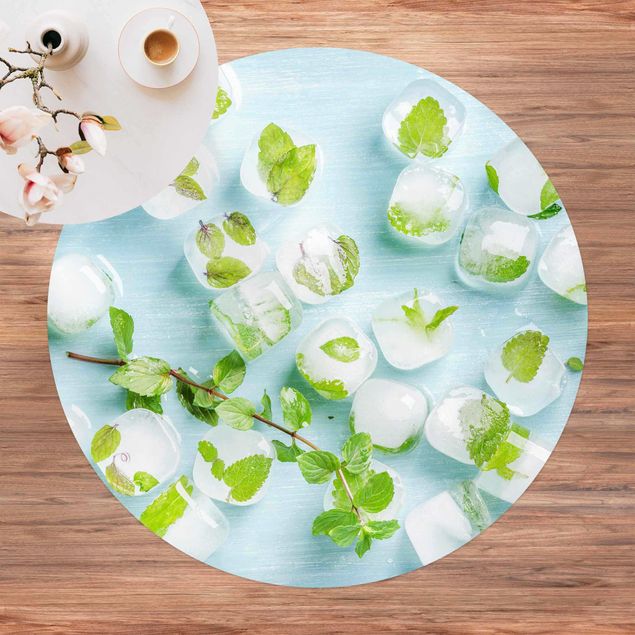 buitenkleed balkon Ice Cubes With Mint Leaves