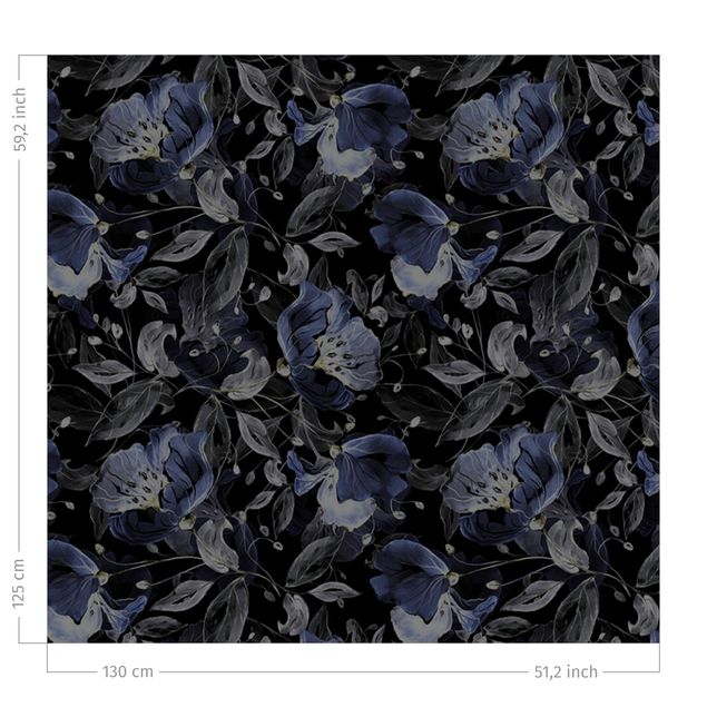 gordijnen bloemen Elegant Flower Pattern Dark