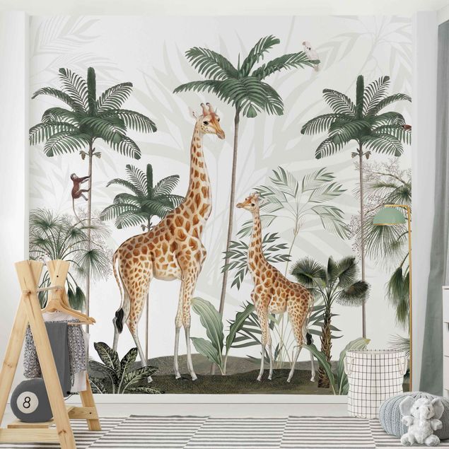 Fotobehang - Elegance of the giraffes in the jungle