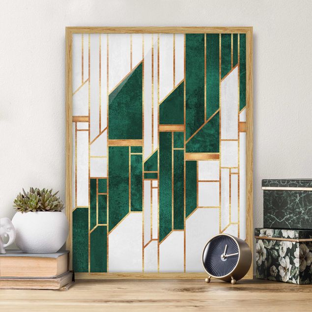 Ingelijste posters Emerald And gold Geometry