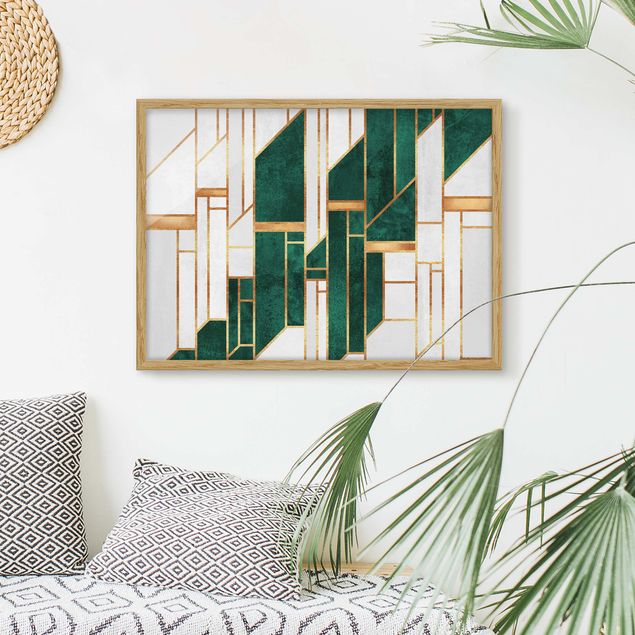 Ingelijste posters Emerald And gold Geometry