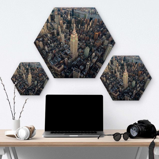 Hexagons houten schilderijen Empire State Of Mind