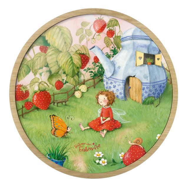 Rond schilderijen Erdbeerinchen Erdbeerfee - Im Garten