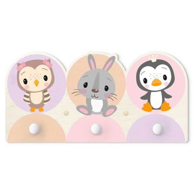 Wandkapstokken voor kinderen Owl Bunny Penguin